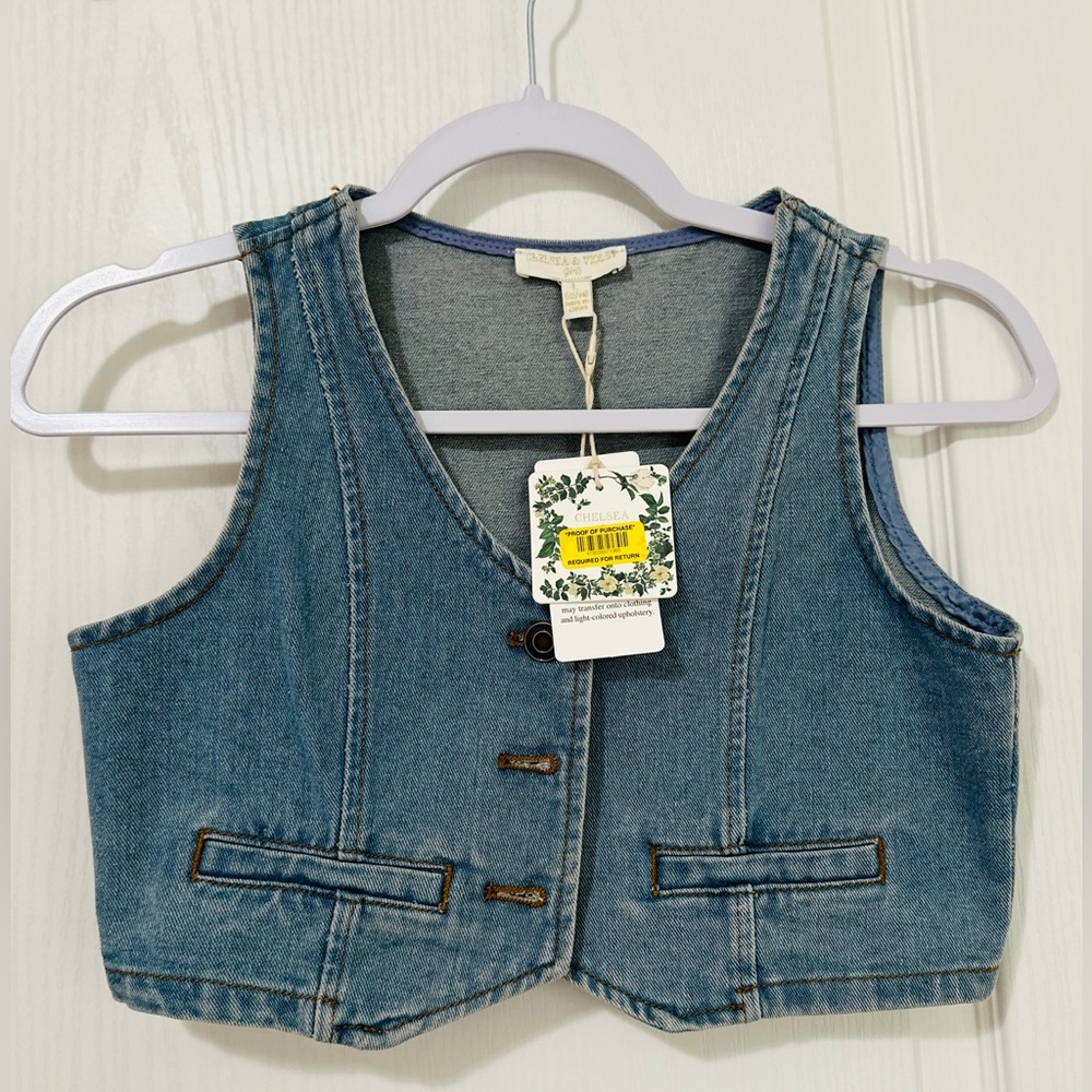 Chelsea & Violet Denim Crop Vest